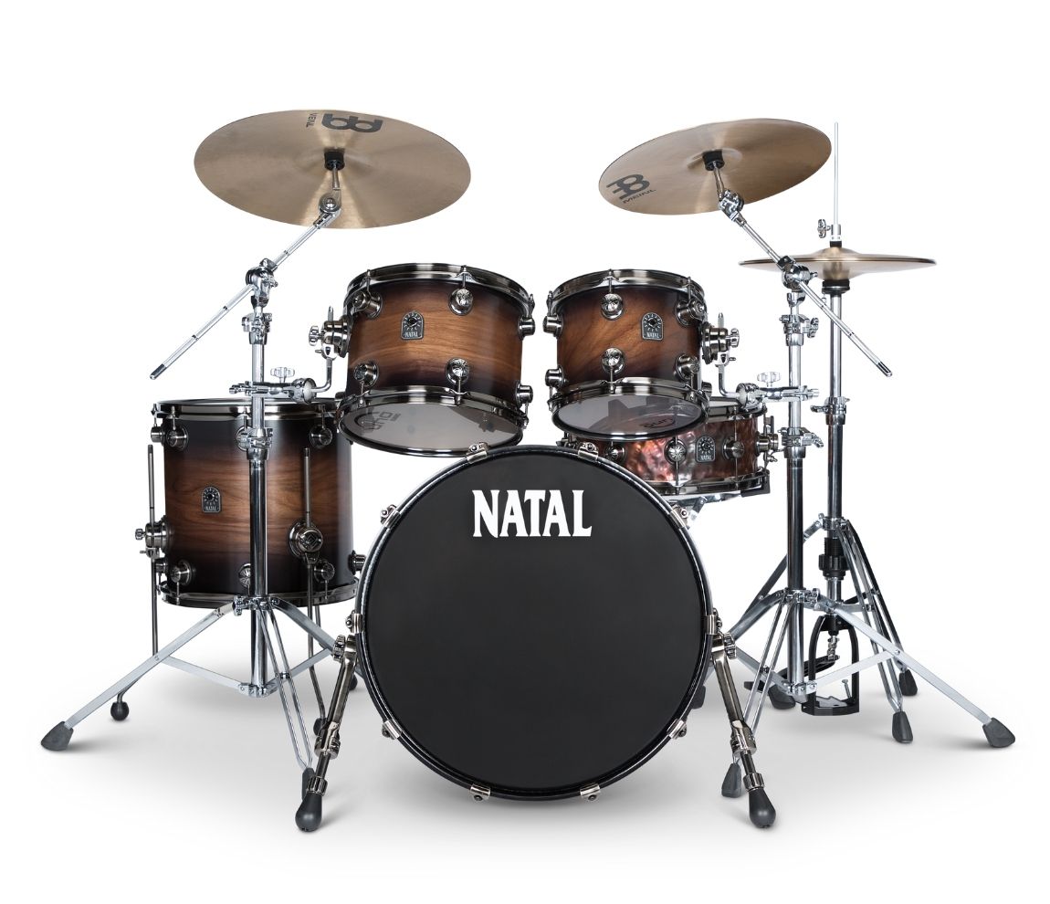 Natal 'The Originals' Walnut Traditional Jazz 18" Shell Pack in Vintage Burst w/ Brushed Nickel Hardware, Natal, Vintage Burst, 18/12/14