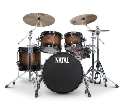 Natal 'The Originals' Walnut Traditional Jazz 18" Shell Pack in Vintage Burst w/ Brushed Nickel Hardware, Natal, Vintage Burst, 18/12/14