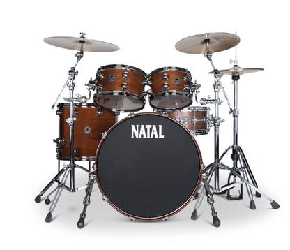 Natal 'The Originals' Walnut US Fusion 22" Shell Pack in Natural Walnut w/ Brushed Nickel Hardware, Natal, Walnut, Drum Kit, 22/10/12/16