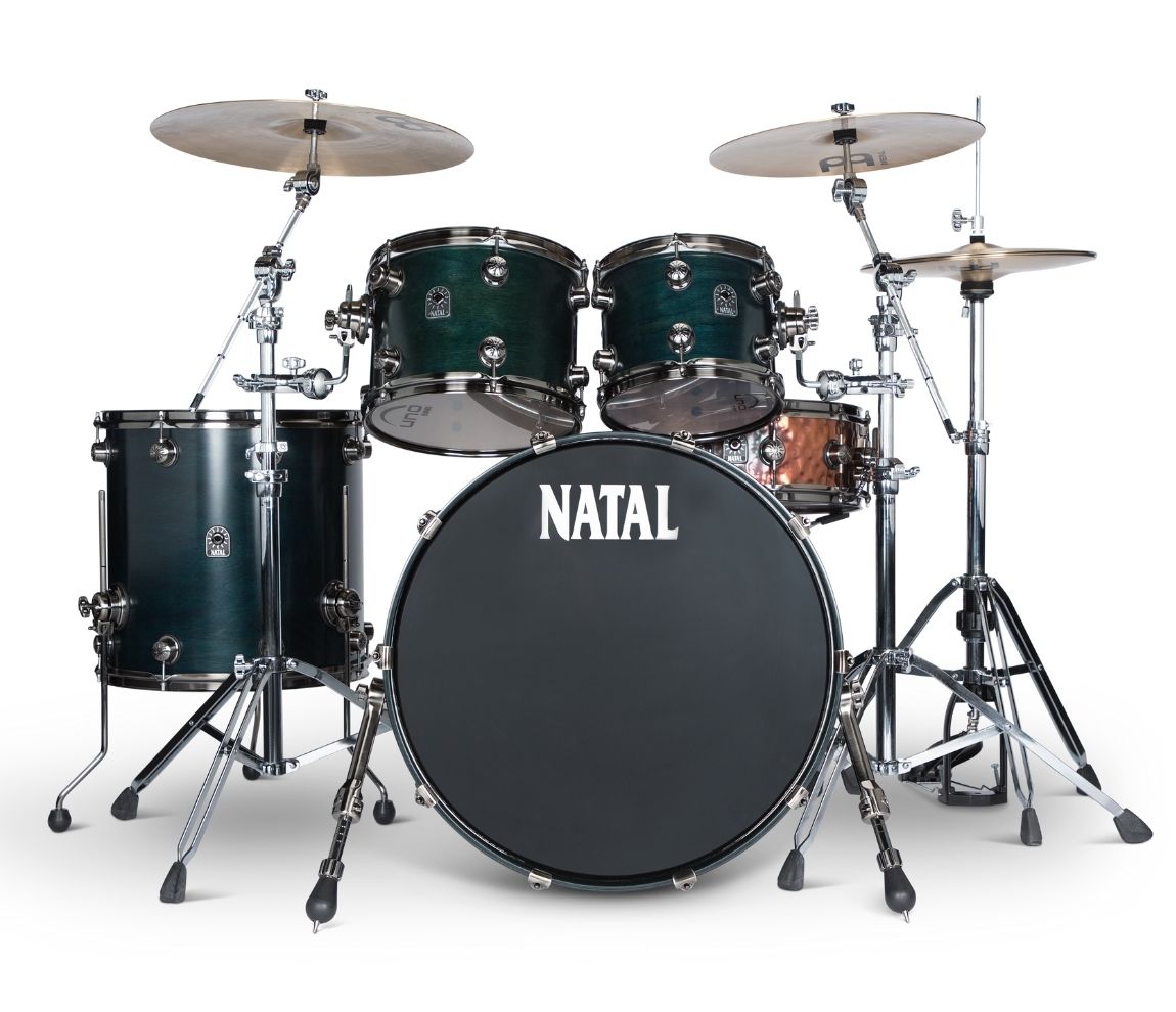 Natal 'The Originals' Walnut Traditional Jazz 18" Shell Pack in Cerulean Blue w/ Brushed Nickel Hardware, Natal, Drum Kits, Cerulean Blue, Jazz, 18/12/14