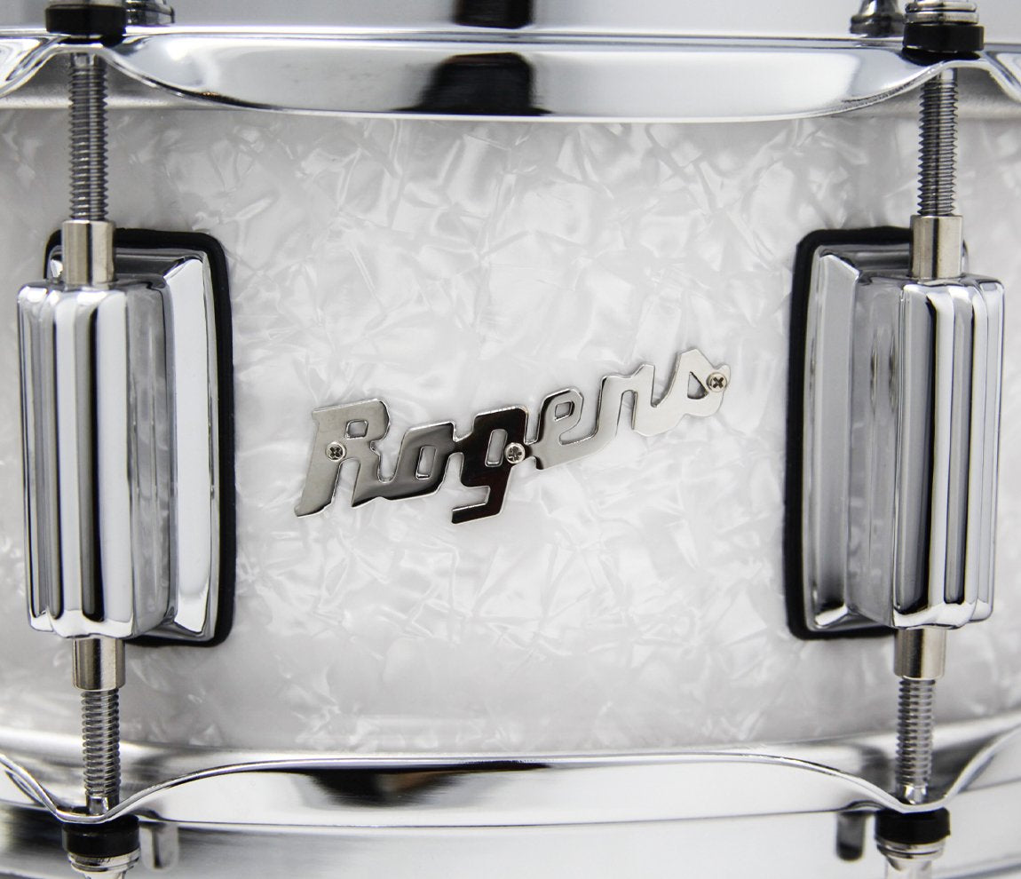 Rogers 14" x 5" Dyna-Sonic Beavertail Lugs Snare Drum - White Marine Pearl