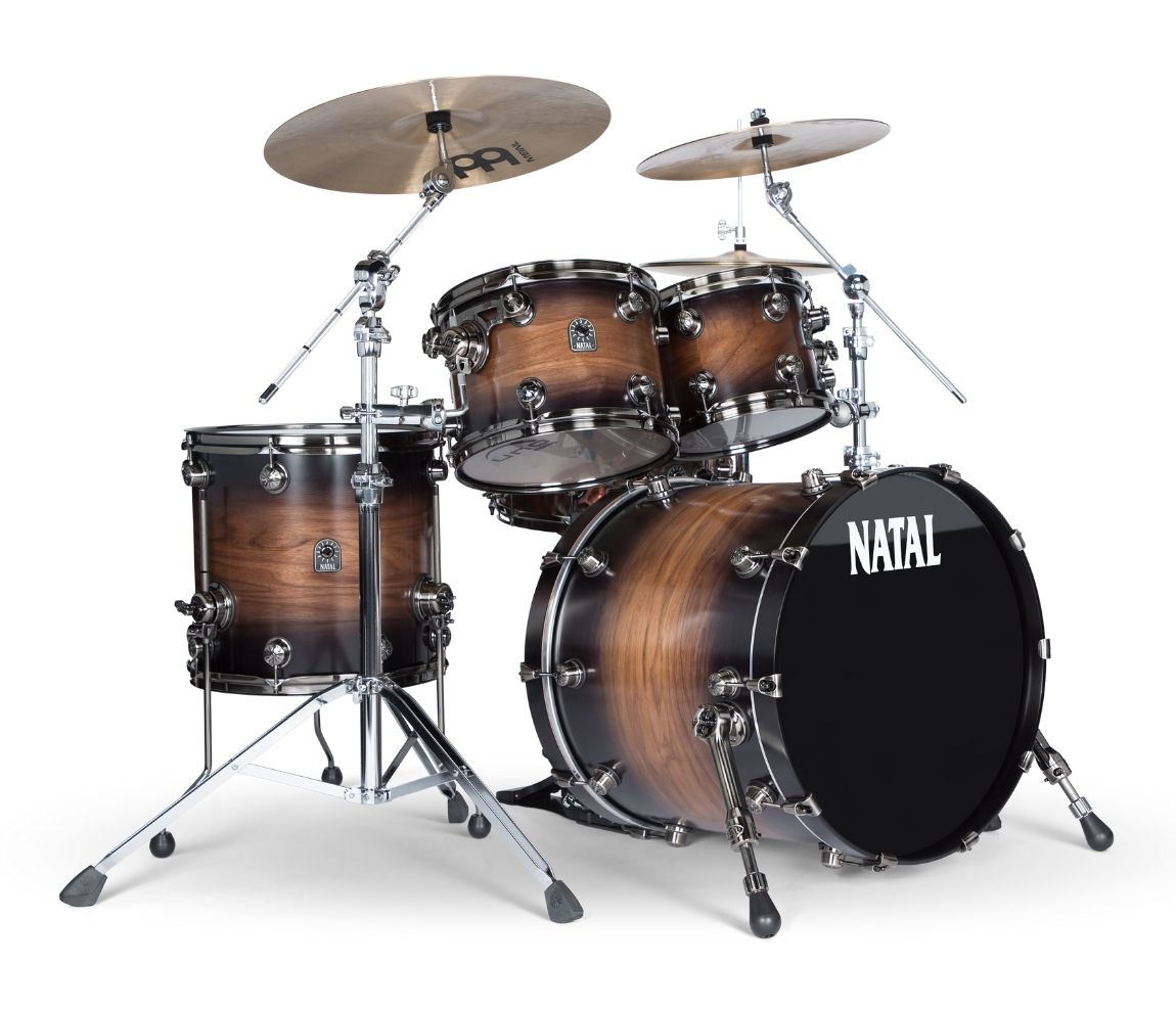 Natal 'The Originals' Walnut Traditional Jazz 18" Shell Pack in Vintage Burst w/ Brushed Nickel Hardware, Natal, Vintage Burst, 18/12/14