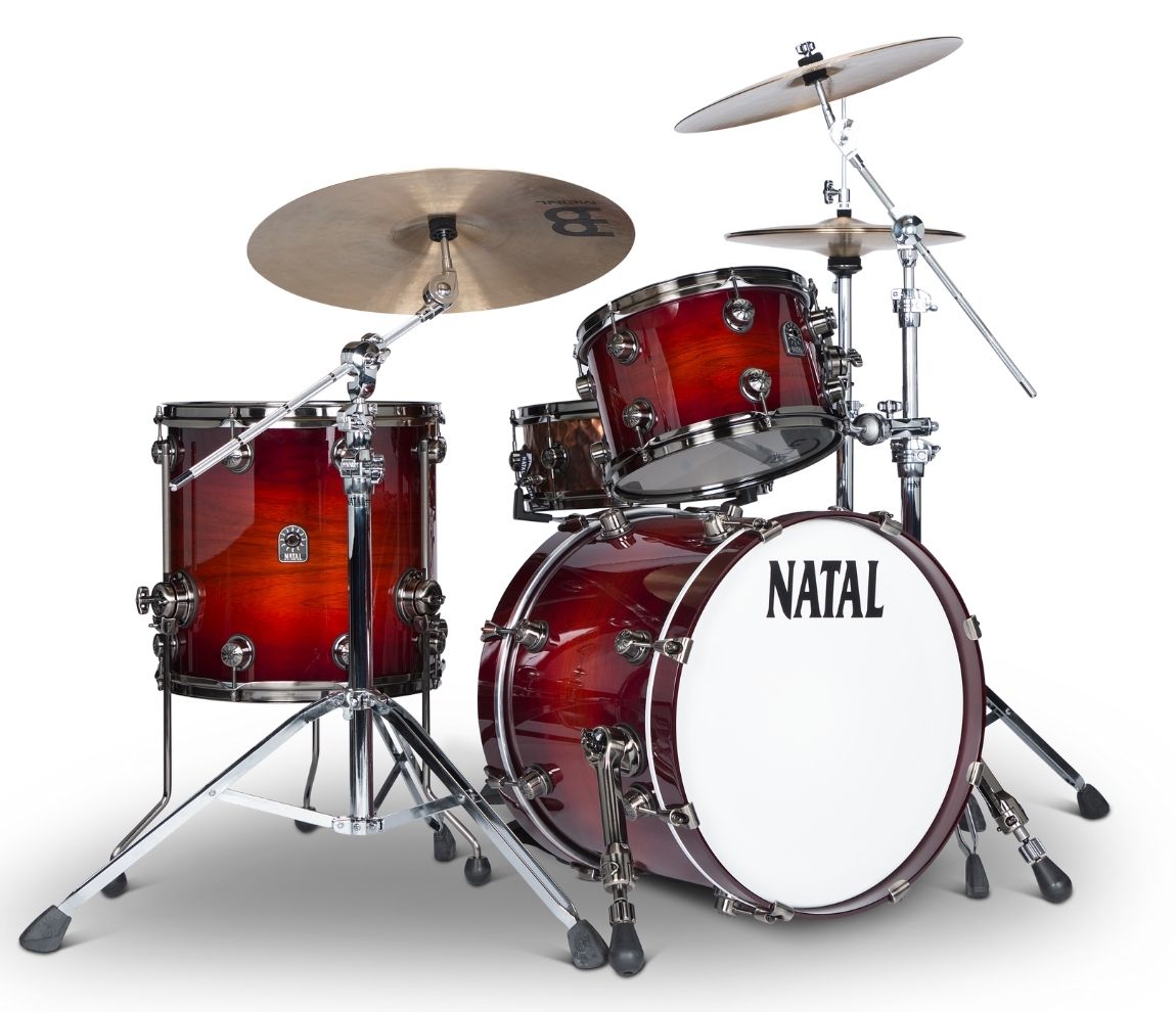 Natal 'The Originals' Walnut Fusion 20" 4-Piece Shell Pack in Sunburst Fade w/ Brushed Nickel Hardware, Natal, Acoustic Drum Kits, Fusion, 20", Sunburst Fade
