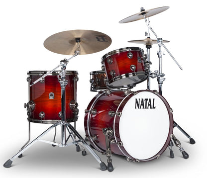 Natal 'The Originals' Walnut Fusion 20" 4-Piece Shell Pack in Sunburst Fade w/ Brushed Nickel Hardware, Natal, Acoustic Drum Kits, Fusion, 20", Sunburst Fade