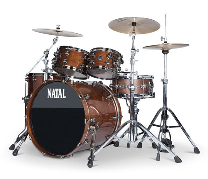 Natal 'The Originals' Walnut US Fusion 22" Shell Pack in Natural Walnut w/ Brushed Nickel Hardware, Natal, Walnut, Drum Kit, 22/10/12/16