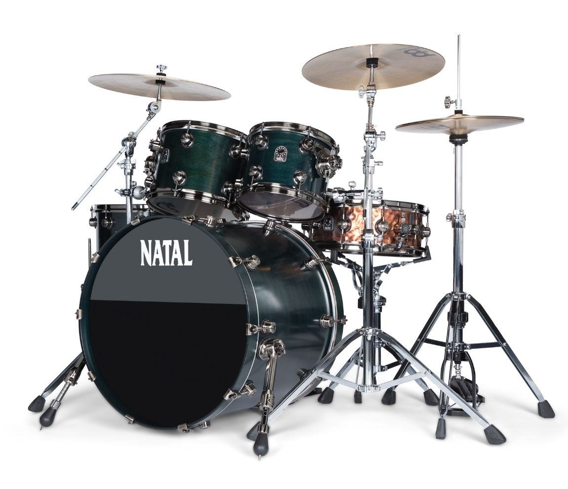 Natal 'The Originals' Walnut Traditional Jazz 18" Shell Pack in Cerulean Blue w/ Brushed Nickel Hardware, Natal, Drum Kits, Cerulean Blue, Jazz, 18/12/14