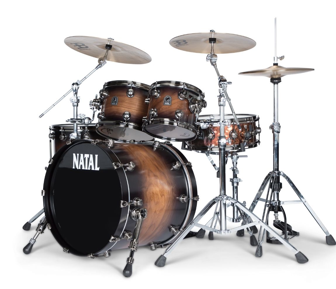 Natal 'The Originals' Walnut Traditional Jazz 18" Shell Pack in Vintage Burst w/ Brushed Nickel Hardware, Natal, Vintage Burst, 18/12/14