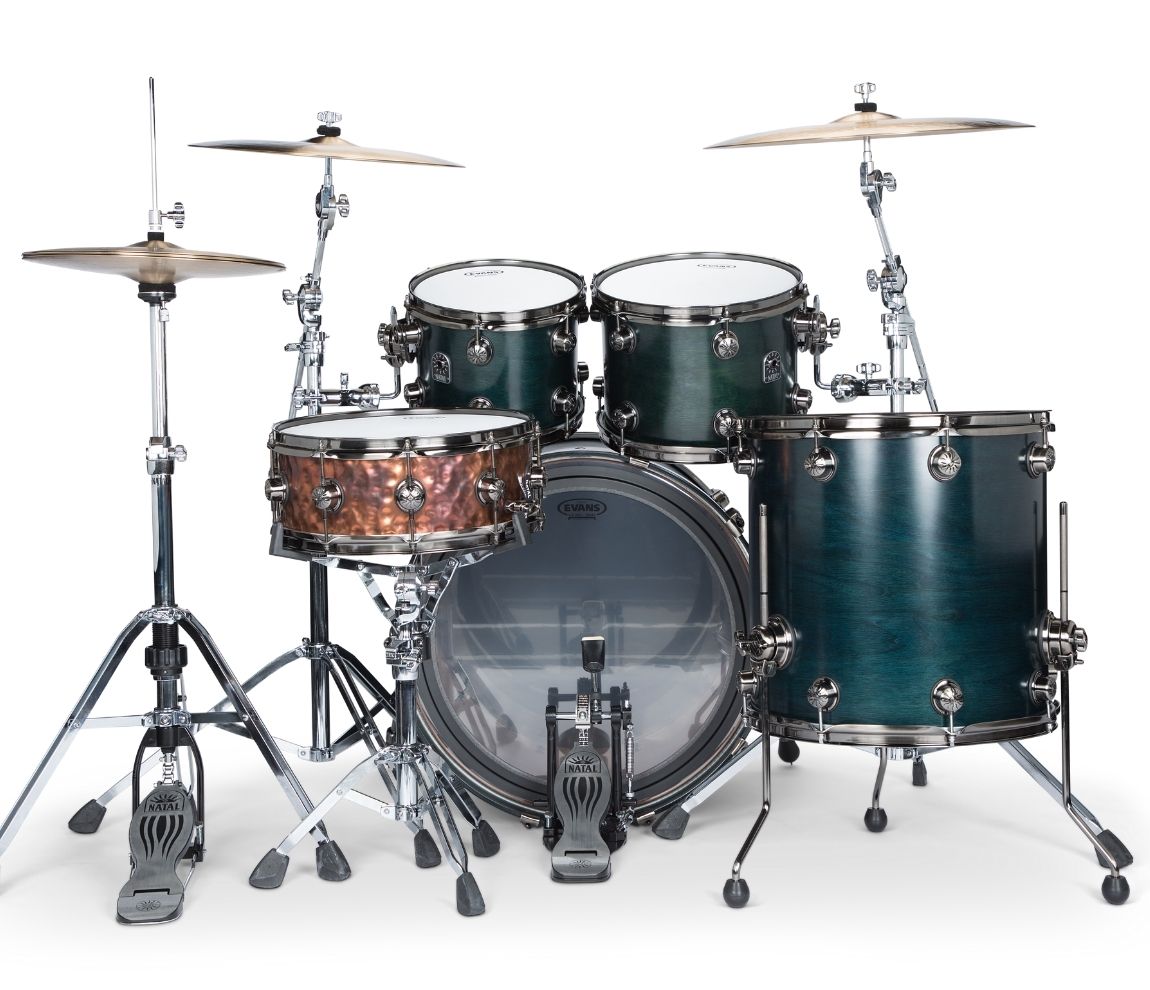 Natal 'The Originals' Walnut Traditional Jazz 18" Shell Pack in Cerulean Blue w/ Brushed Nickel Hardware, Natal, Drum Kits, Cerulean Blue, Jazz, 18/12/14