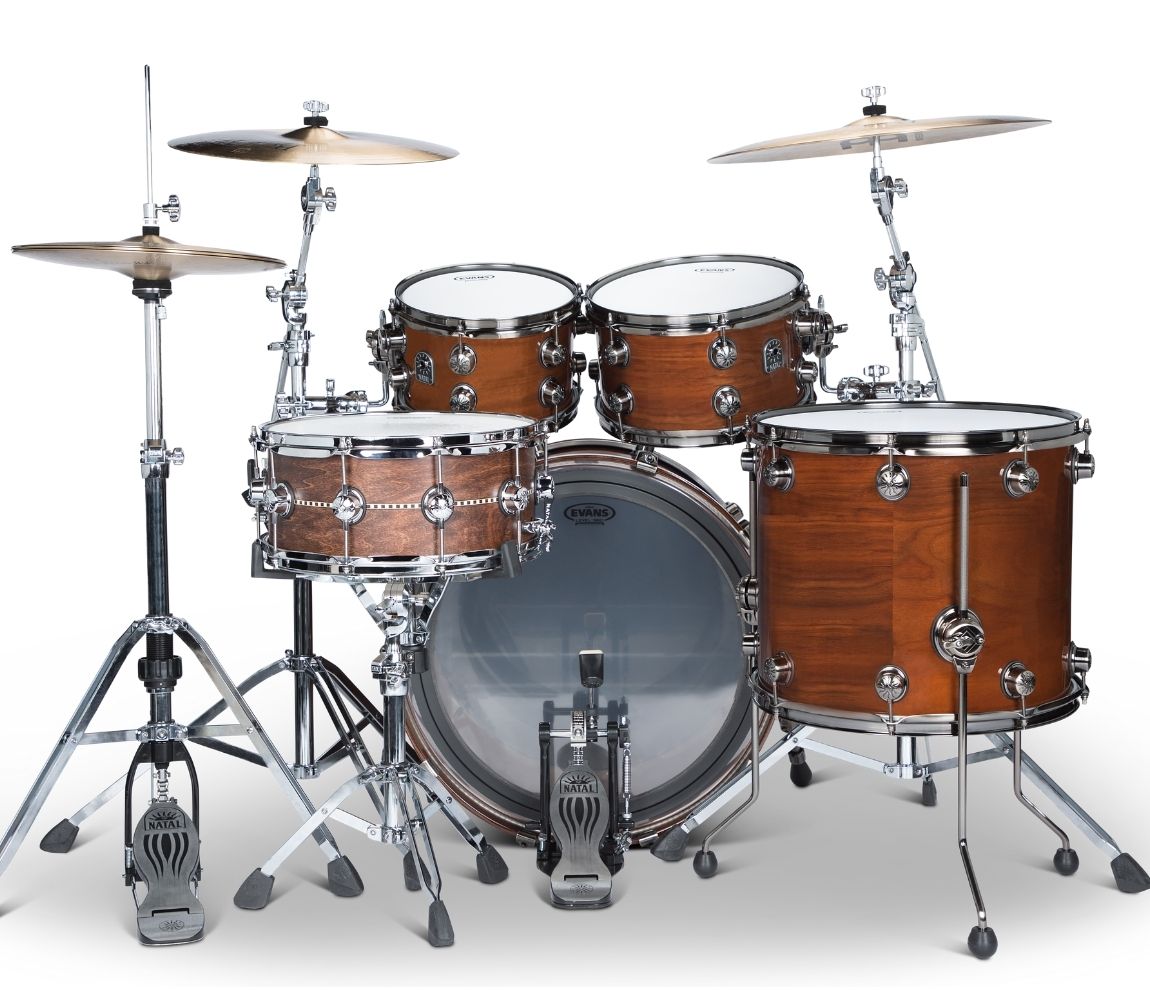Natal 'The Originals' Walnut Traditional Jazz 18" Shell Pack in Natural Walnut w/ Brushed Nickel Hardware, Natal, Walnut, Drum Kit, 18/12/14