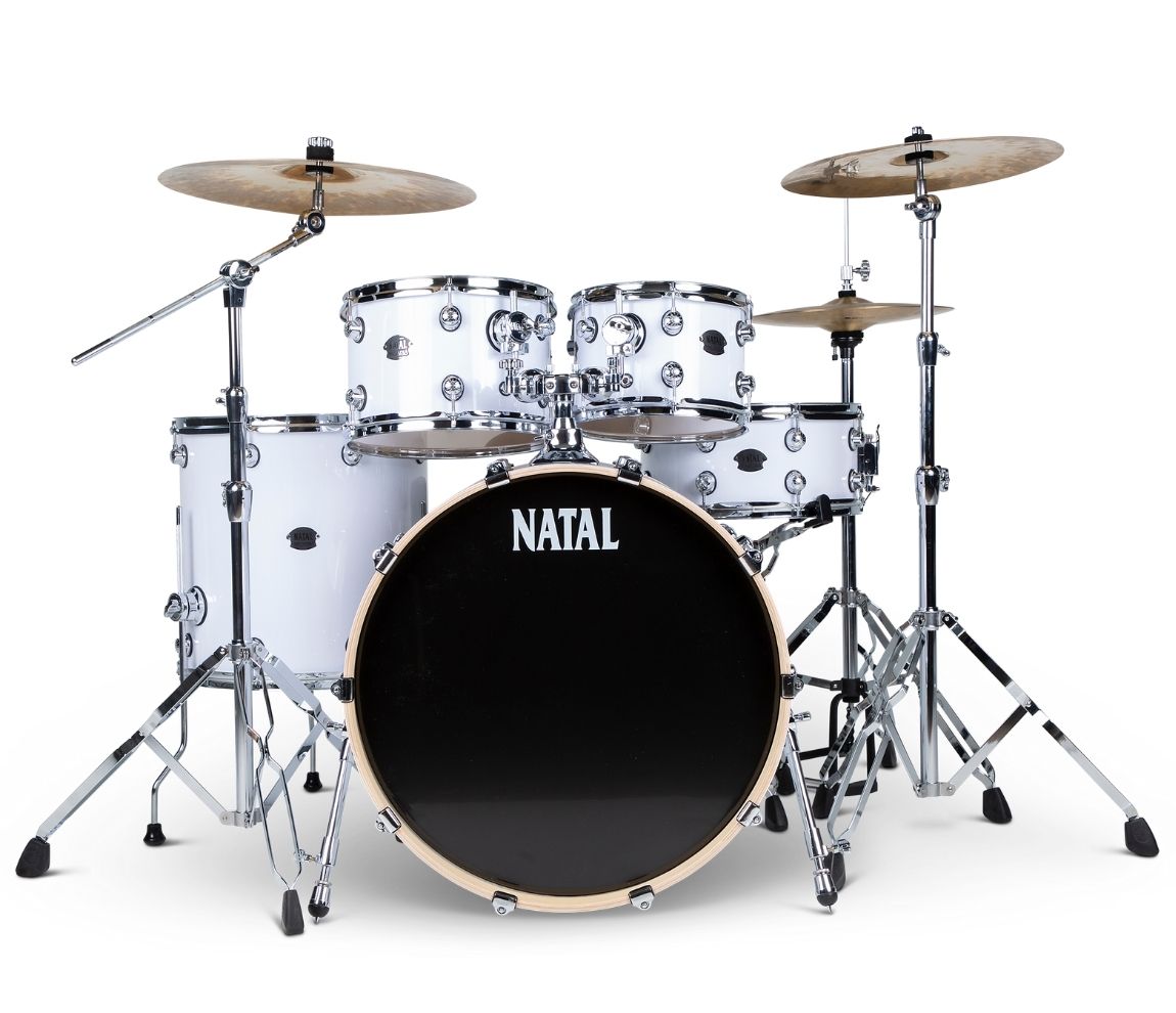 Natal Arcadia Birch US Fusion 22" 5-Piece Shell Pack in White, Natal, Acoustic Drum Kits, White, 22/10/12/16/14SD