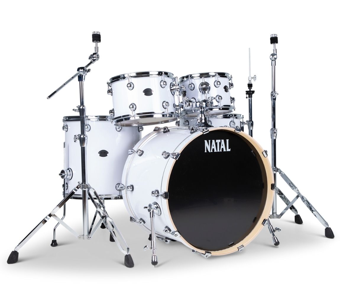 Natal Arcadia Birch US Fusion 22" 5-Piece Shell Pack in White, Natal, Acoustic Drum Kits, White, 22/10/12/16/14SD