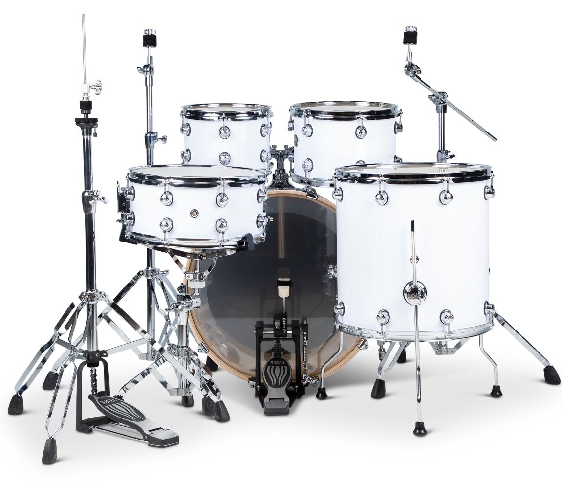 Natal Arcadia Birch US Fusion 22" 5-Piece Shell Pack in White, Natal, Acoustic Drum Kits, White, 22/10/12/16/14SD