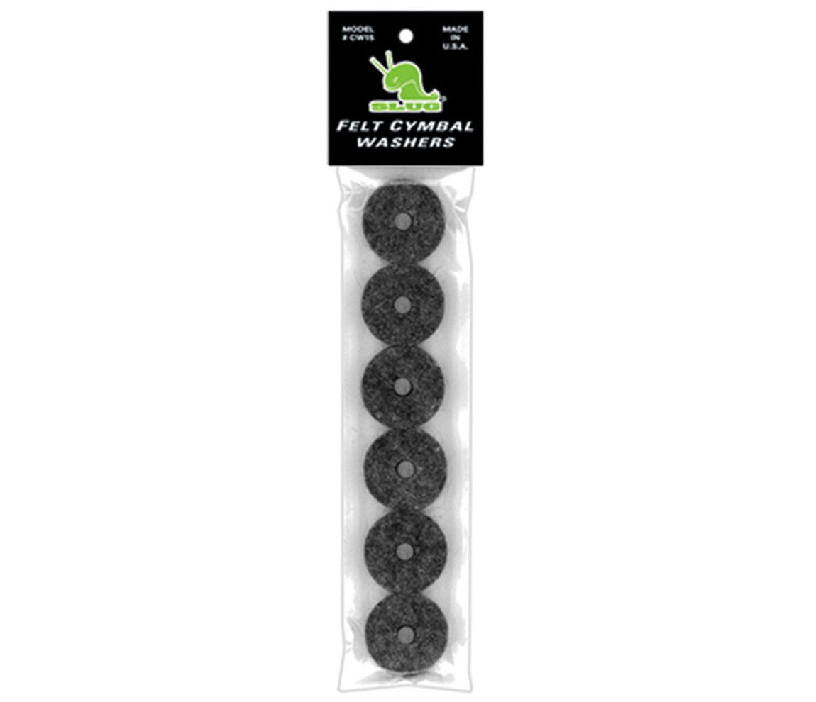 SLUG - FELT CYM WASHERS 6 PK (1.5"X .5"), Slug Percussion, Hi-Hat and Cymbal Accessories, Grey, 1.5" x 0.5"