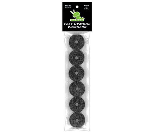 SLUG - FELT CYM WASHERS 6 PK (1.5"X .5"), Slug Percussion, Hi-Hat and Cymbal Accessories, Grey, 1.5" x 0.5"