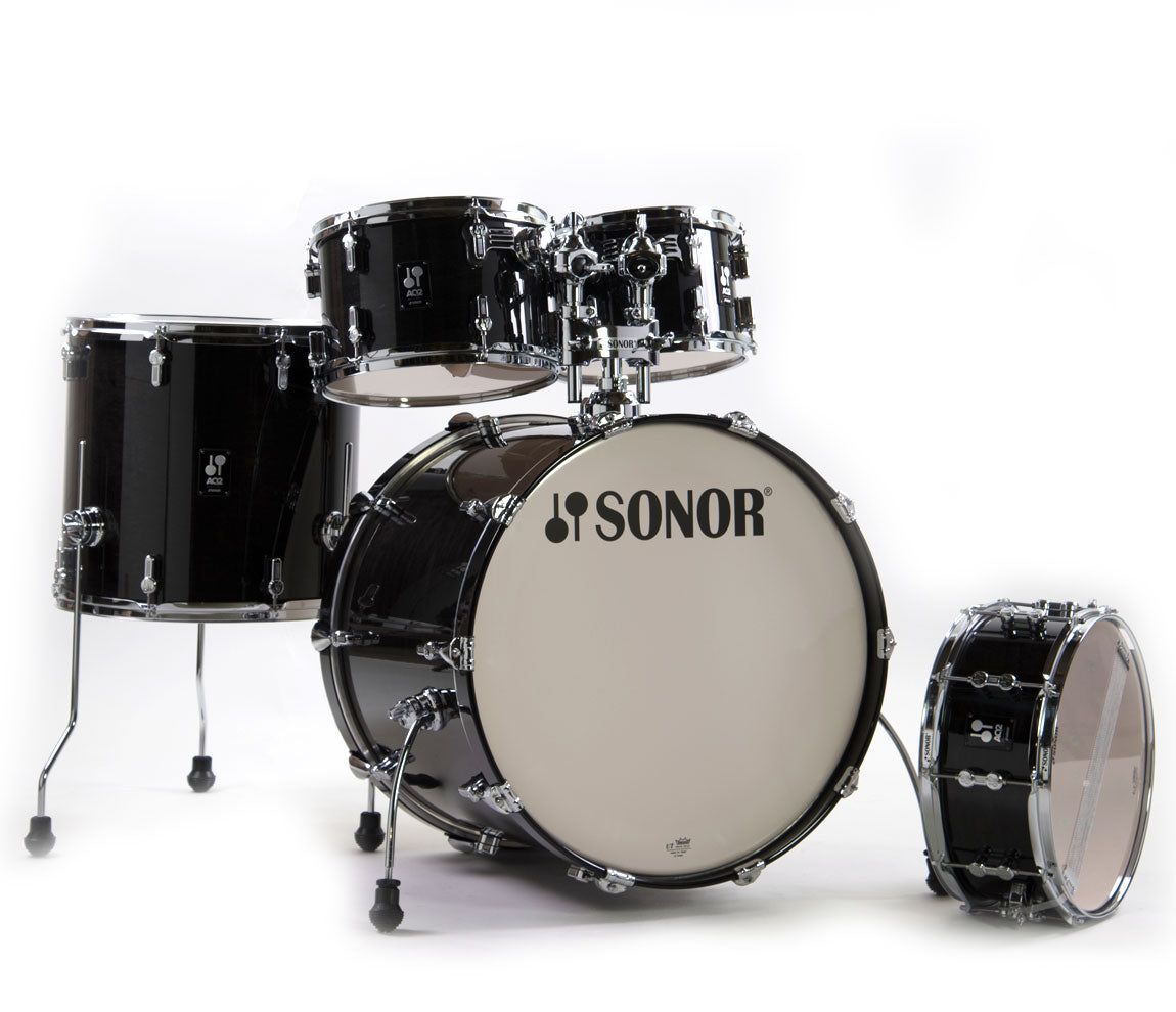 Sonor AQ2 Stage Set 5-Piece 22" Shell Pack in Transparent Stain Black, Sonor Drums, Sonor, Acoustic Drum Kits, Maple, Transparent Stain Black, Drum Lounge, 5-Piece Shell Pack, AQ2, 
