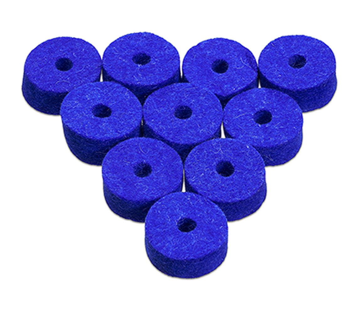 Ahead BLUE WOOL CYMBAL FELTS 10 PACK 1.5"X.5", Ahead, Hi-Hat and Cymbal Accessories, Blue, 1.5" x 0.5"
