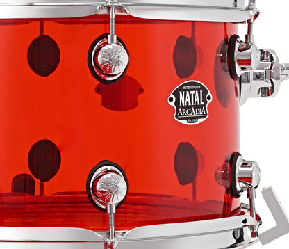 Natal Arcadia 4-Piece Shell Pack in Transparent Red Acrylic Finish, Natal, Drum Lounge, Acoustic Drum Kits, Natal Drums, Rock Kit, Transparent Red