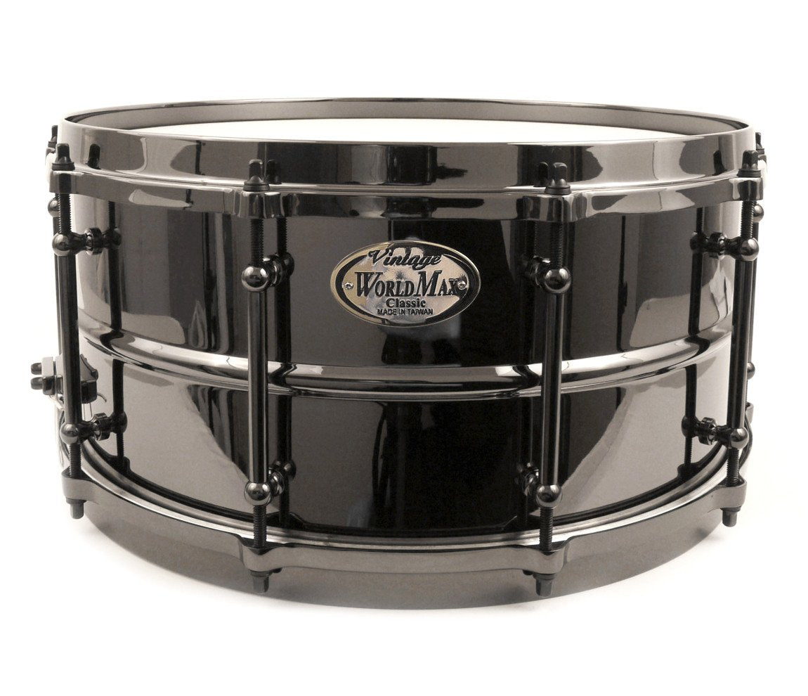 WorldMax 13" x 7" Black Brass Snare Drum with Black Hardware