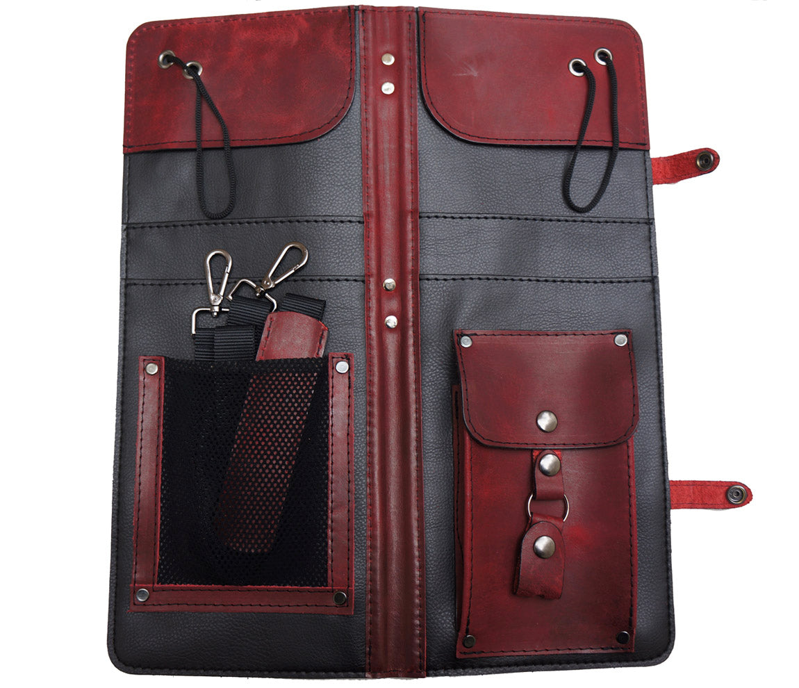AHEAD burgundy HANDMADE LEATHER STICK CASE w/DRUM KEY HOLDER, Ahead, Bags & Cases, Burgundy, Leather