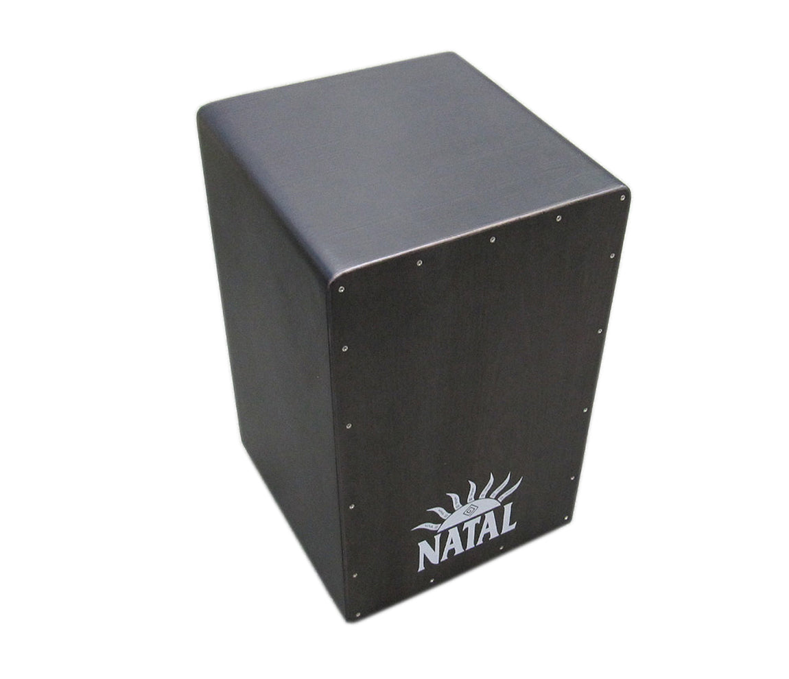 Black Cajon Black Panel, CJAN-L-SW-BB, White Natal Logo, Vendor: Natal, Type: Cajons, Finish: Black Surface, Natal Percussion