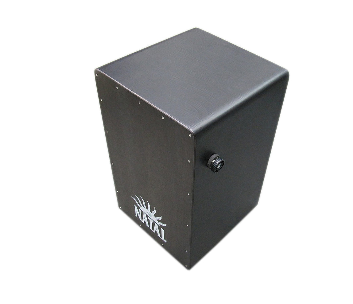 Black Cajon Black Panel, CJAN-L-SW-BB, White Natal Logo, Vendor: Natal, Type: Cajons, Finish: Black Surface, Natal Percussion