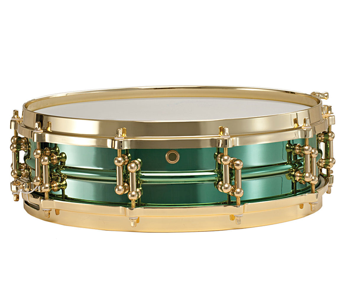 Ludwig 14" x 4" Carl Palmer 'Venus' Signature Snare Drum, Ludwig, Snare Drums, Drum Lounge, Gold, Green,  14" x 4"