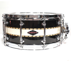 Craviotto Custom Tuxedo Snare Drum - Black/Abalone/Black