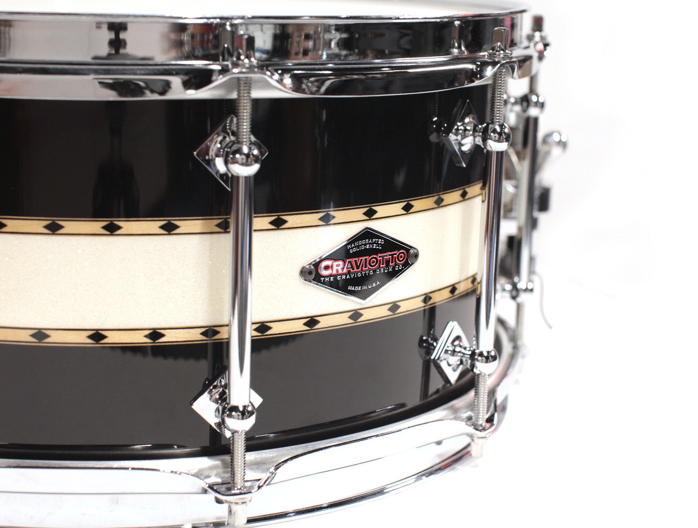 Craviotto Stacked Solid Snare Drum - Black/Abalone/Black