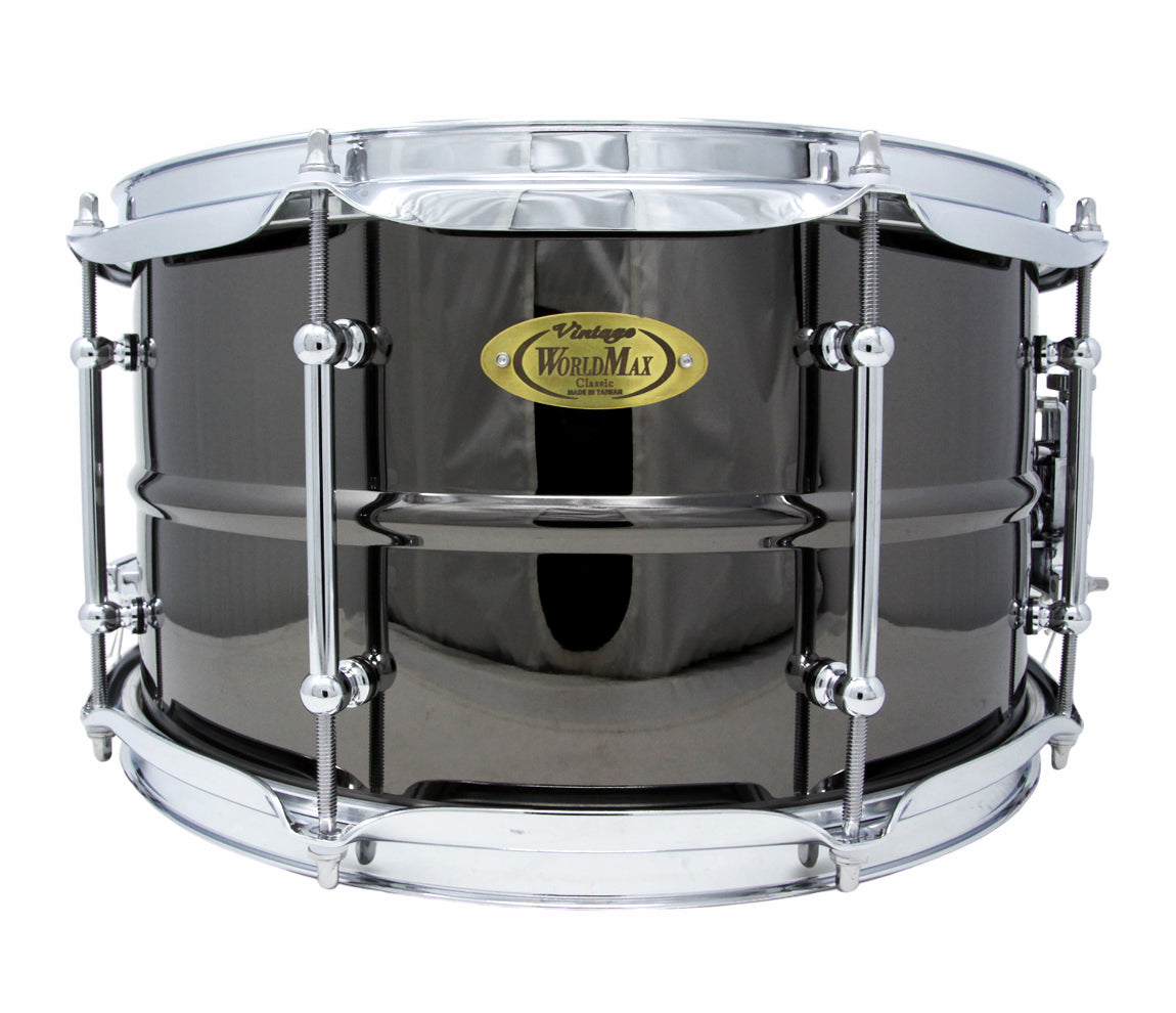 WorldMax 13" x 7" Black Brass Snare Drum with Chrome Hardware