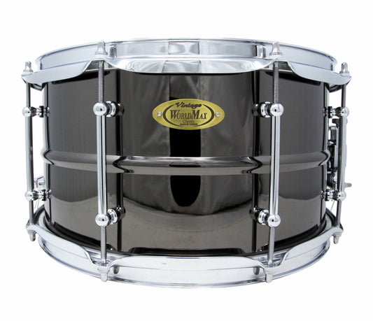 WorldMax 13" x 7" Black Brass Snare Drum with Chrome Hardware