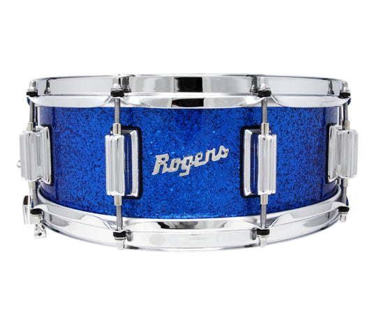 Rogers Dyna-Sonic Beavertail Lugs Blue Sparkle Lacquer 14" x 5" Wood Shell Snare Drum