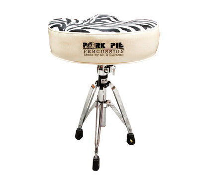 Pork Pie Big Boy Drum Throne Silver Sparkle with Zebra Top inc. Base
