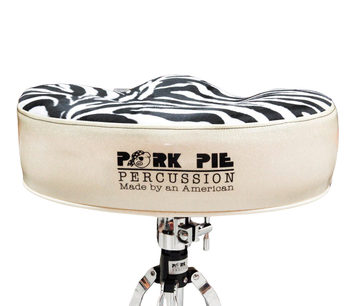 Pork Pie Big Boy Drum Throne Silver Sparkle with Zebra Top inc. Base
