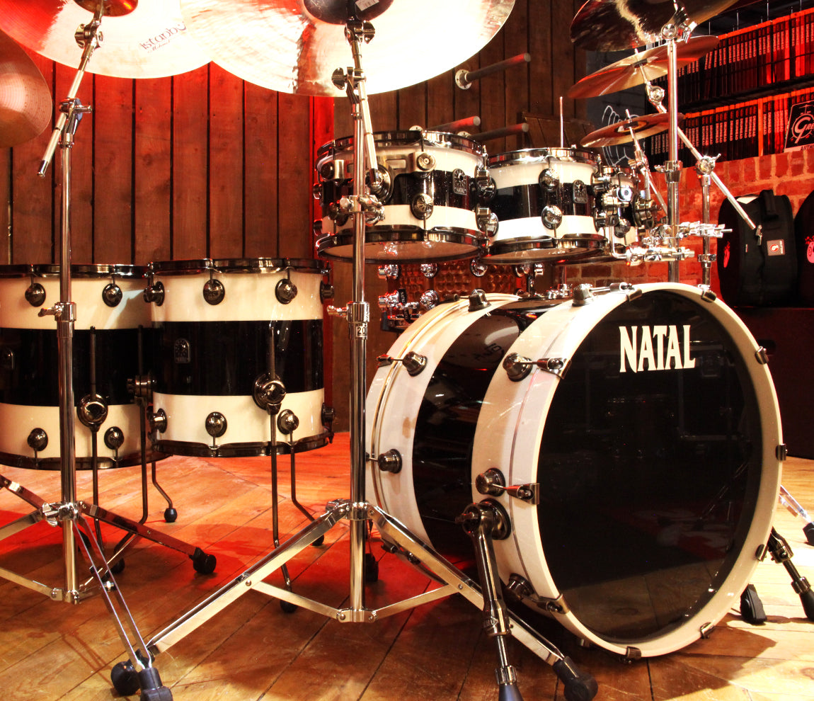 Natal 'The Originals' 6-Piece 22" Maple Shell Pack in White/Black Sparkle Finish