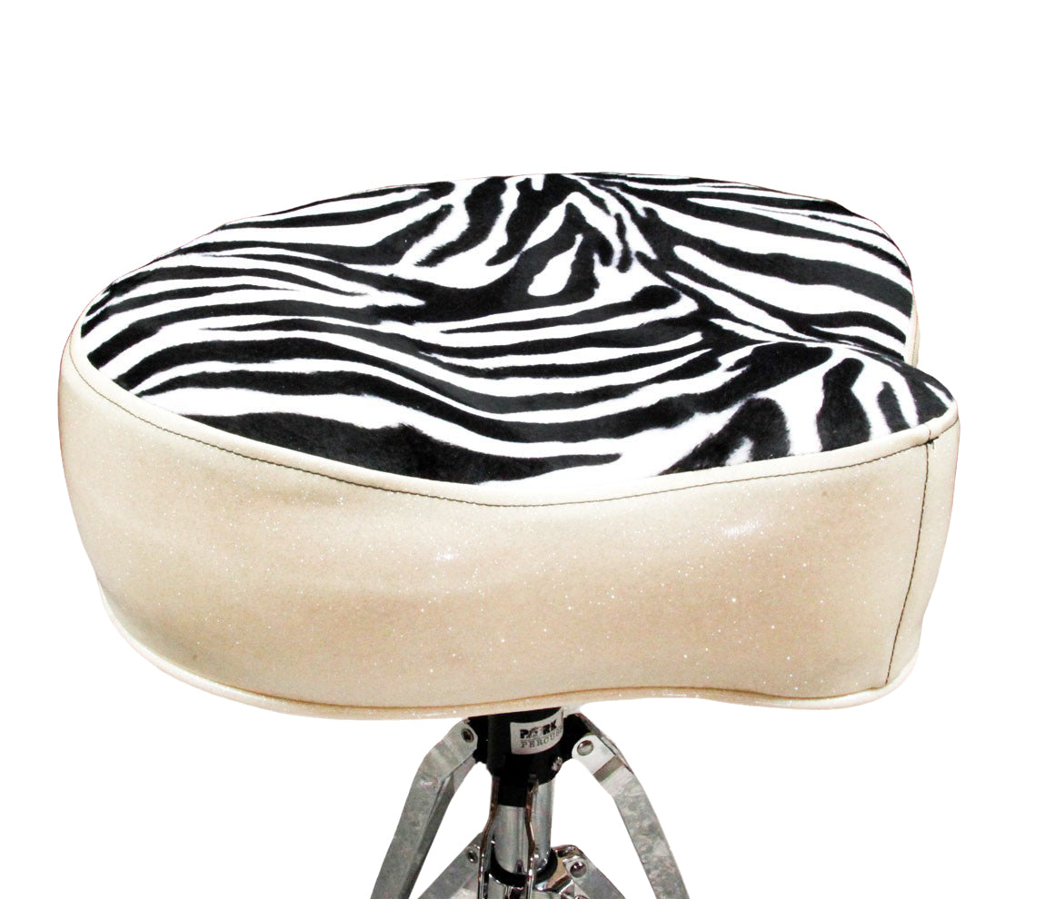 Pork Pie Big Boy Drum Throne Silver Sparkle with Zebra Top inc. Base