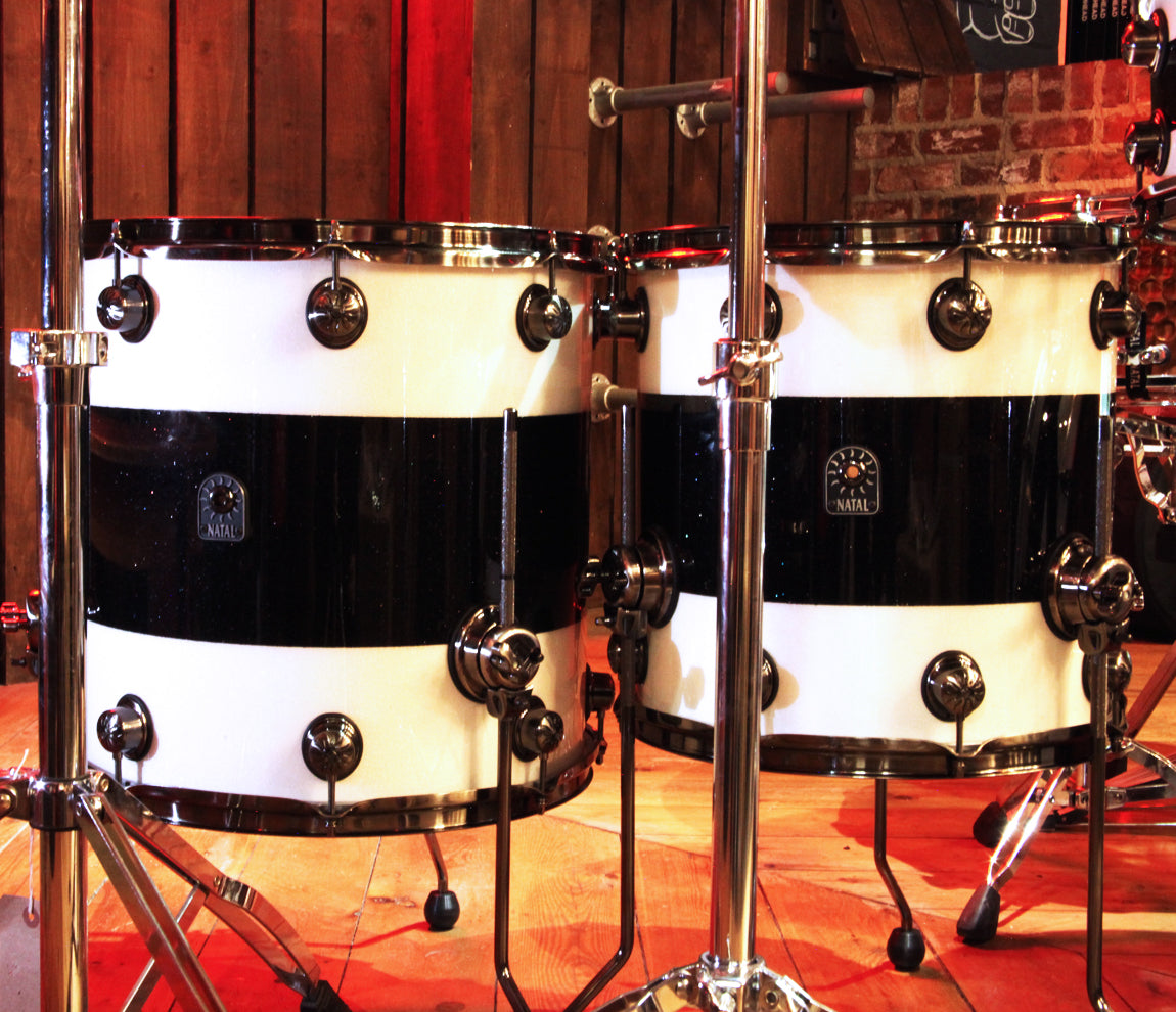 Natal 'The Originals' 6-Piece 22" Maple Shell Pack in White/Black Sparkle Finish