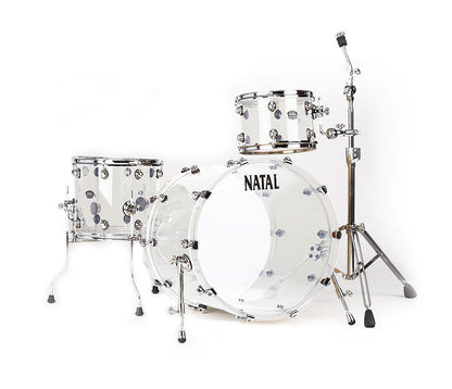 Natal Arcadia 3-Piece Shell Pack in Transparent Clear Acrylic Finish, Natal, Transparent Clear Acrylic, Acoustic Drum Kits, Acrylic 