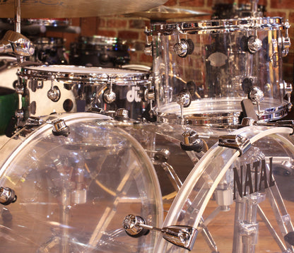 Natal Arcadia 3-Piece Shell Pack in Transparent Clear Acrylic Finish, Natal, Transparent Clear Acrylic, Acoustic Drum Kits, Acrylic 