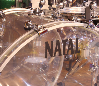 Natal Arcadia 3-Piece Shell Pack in Transparent Clear Acrylic Finish, Natal, Transparent Clear Acrylic, Acoustic Drum Kits, Acrylic 