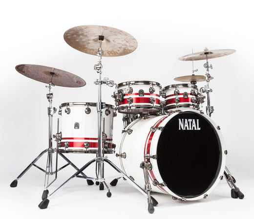 Natal Red and White Split Lacquer 4-Piece Drum Kit
