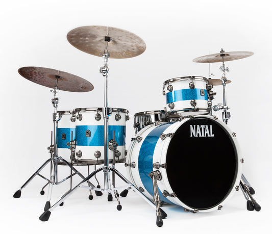 Natal "The Originals" 4-piece Birch Rock Shell Pack in White/Blue Sparkle Split Lacquer