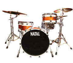 Natal 'The Originals' Split Lacquer TRC 4-Piece Maple Shell Pack in White/Orange Sparkle