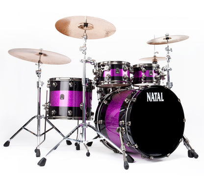 Natal 'The Originals' Split Lacquer UFX 4-Piece Shell Pack in Black & Pink Sparkle