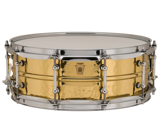 LUDWIG 14" x 5" Hammered Brass w/Tube Lugs Snare Drum, Ludwig, Metal Snare Drums, 14" x 5", Brass, Hammered, Drum Lounge