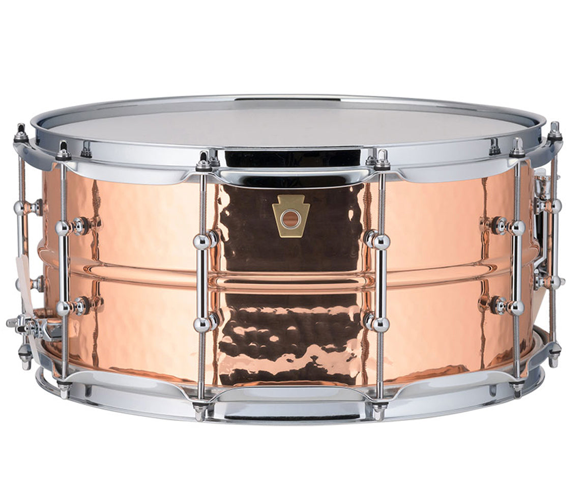 Ludwig 14" x 6.5" Hammered Polished Copperphonic w/Tube Lugs Snare Drum, Ludwig, Snare Drums, Drum Lounge, Copper, 14" x 6.5"