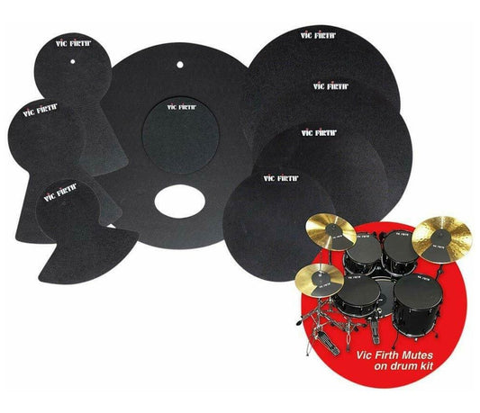 Vic Firth Drum Mute Pack w/ 10” 12” 14” 16" 22" hi-hat and cymbal (2)