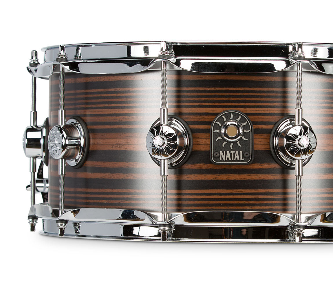 Natal Café Racer Tulip Wood Veneer 14" x 6.5" Snare Drum, Natal, Natal Cafe Racer, Snare Drums, Tulip Wood Veneer, 14" x 6.5", Drum Lounge