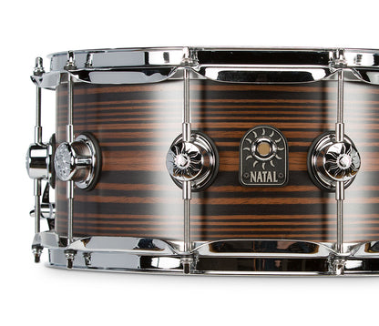 Natal Café Racer Tulip Wood Veneer 14" x 6.5" Snare Drum, Natal, Natal Cafe Racer, Snare Drums, Tulip Wood Veneer, 14" x 6.5", Drum Lounge