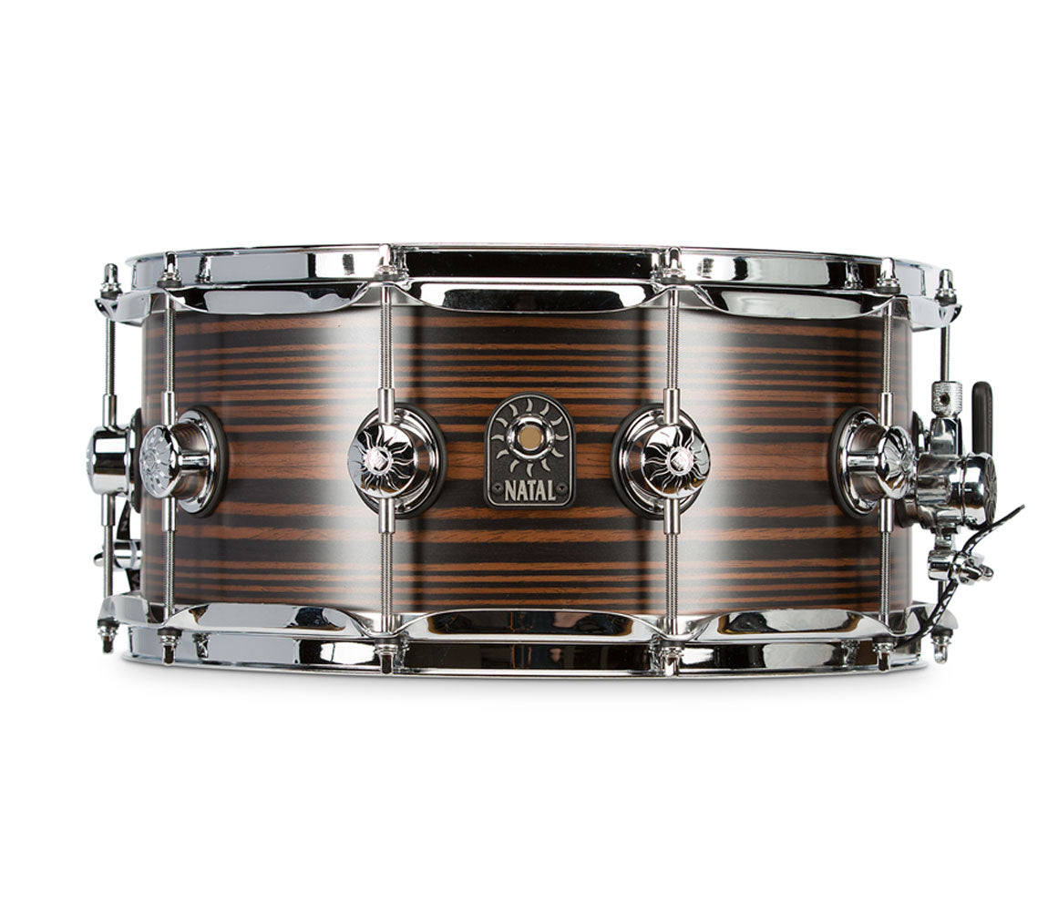 Natal Café Racer Tulip Wood Veneer 14" x 6.5" Snare Drum, Natal, Natal Cafe Racer, Snare Drums, Tulip Wood Veneer, 14" x 6.5", Drum Lounge