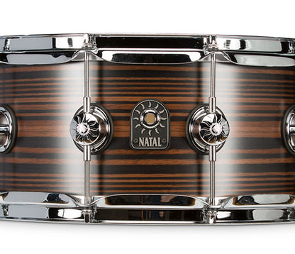 Natal Café Racer Tulip Wood Veneer 14" x 6.5" Snare Drum, Natal, Natal Cafe Racer, Snare Drums, Tulip Wood Veneer, 14" x 6.5", Drum Lounge